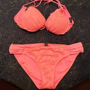 Pink padded string bikini, size M